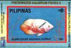 Philippines 1993 Fish imperf souvenir sheet with Bangkok 93 imprint, overprinted SPECIMEN, unmounted mint scarce publicity proof, only 200 produced, stamps on fish, stamps on stamp exhibitions