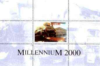 Turkmenistan 1999 Millennium Transport (Railways, Concorde & Buses) perf souvenir sheet unmounted mint, stamps on railways, stamps on concorde, stamps on buses, stamps on aviation, stamps on millennium