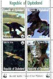 Djubaland Republic 1998 WWF - Birds (Eagle) sheetlet containing set of 4 unmounted mint, stamps on , stamps on  stamps on wwf, stamps on birds, stamps on birds of prey, stamps on eagles, stamps on  stamps on  wwf , stamps on  stamps on 