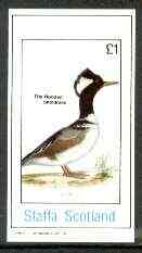 Staffa 1982 Hooded Sheldrake imperf souvenir sheet (Â£1 value) unmounted mint, stamps on birds, stamps on sheldrake