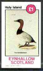 Eynhallow 1982 Birds #39 (Canvass-Back Duck) imperf souvenir sheet (Â£1 value) unmounted mint, stamps on birds, stamps on duck