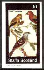 Staffa 1982 Birds #75 (Crossbill & Bunting) imperf souvenir sheet (Â£1 value) unmounted mint, stamps on birds, stamps on crossbill, stamps on bunting