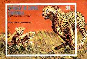 Equatorial Guinea 1974 African Animals (Leopard) imperf m/sheet fine cto used, MI BL 146, stamps on animals, stamps on cats, stamps on leopards