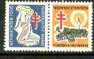 Cinderella - Germany 1956 Christmas TB seal se-tenant pair (Angel playinginstrument & candle) unmounted mint, stamps on cinderella, stamps on christmas, stamps on tb, stamps on diseases, stamps on medical, stamps on music, stamps on angels, stamps on candles