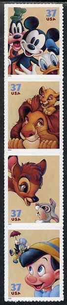 United States 2004 Disney Characters self-adhesive set of 4 unmounted mint SG 4370-3, stamps on disney, stamps on films, stamps on cinema, stamps on movies, stamps on cartoons