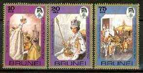 Brunei 1978 25th Anniversary of Coronation set of 3 unmounted mint SG 267-69*, stamps on royalty