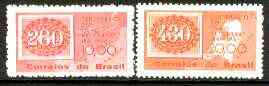 Brazil 1961 Goats Eye Stamp Centenary set of 2 unmounted mint SG 1055-56*, stamps on stamp on stamp, stamps on stamp centenary, stamps on stamponstamp, stamps on stamponstamp