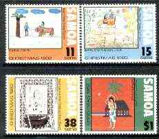 Samoa 1982 Christmas - Children's paintings set of 4 unmounted mint, SG 629-32, stamps on christmas