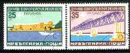 Bulgaria 1978 Air set of two (The Danube-European River) fine used SG 2633-34, stamps on europa, stamps on bridges, stamps on rivers