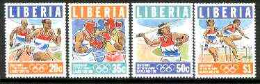 Liberia 1996 Olympic Games Centenary set of 4 unmounted mint, Sc 1200-03*, stamps on olympics, stamps on hurdles, stamps on javelin, stamps on boxing, stamps on running