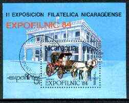 Burkina Faso 1984 Expofilnic Stamp Exhibition perf m/sheet (Horse & Communications Museum) fine cto used, stamps on , stamps on  stamps on horses, stamps on stamp exhibitions, stamps on communications, stamps on museums