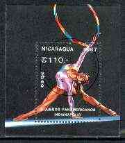 Nicaragua 1987 Panamerican Games perf m/sheet (Gym) fine cto used, SG MS 2902, stamps on sport, stamps on gymnastics, stamps on  gym , stamps on gymnastics, stamps on 