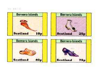 Bernera 1982 Footware imperf set of 4 (Shoes of 1430, 1550, 1840 & 1912) unmounted mint, stamps on fashion, stamps on shoes