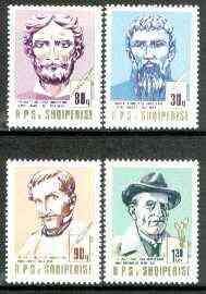 Albania 1989 Death Anniversaries set of 4 (writers & painters) unmounted mint SG 2428-31, Mi 2409-12*, stamps on literature, stamps on death, stamps on arts, stamps on writers