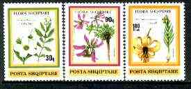 Albania 1991 Flowers set of 3 unmounted mint, SG 2492-94, Mi 2470-72*, stamps on flowers