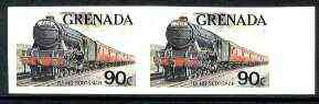Grenada 1982 Famous Trains 90c Flying Scotsman unmounted mint imperf pair, as SG 1215, stamps on railways, stamps on scots, stamps on scotland
