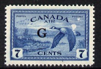 Canada 1950-52 Official 7c Canada Geese overprinted 'G' unmounted mint SG O190, stamps on birds, stamps on  kg6 , stamps on 