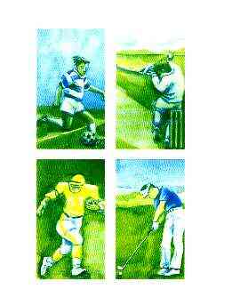 Batum 1996 Sports (Football, Cricket, American Football & Golf) imperf progressive proof sheet in blue & yellow only unmounted mint, stamps on cricket, stamps on football, stamps on golf, stamps on sport