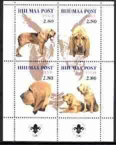 Estonia (Hiiumaa) 2000 Dogs #2 perf sheetlet of 4 with Scouts Logo in bottom margin, stamps on , stamps on  stamps on dogs, stamps on scouts, stamps on bloodhound