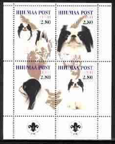 Estonia (Hiiumaa) 2000 Dogs #3 perf sheetlet of 4 with Scouts Logo in bottom margin, stamps on , stamps on  stamps on dogs, stamps on scouts, stamps on pekenese