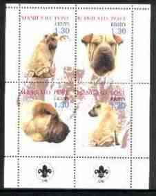 Estonia (Manilaid) 2000 Dogs #5 perf sheetlet of 4 with Scouts Logo in bottom margin, stamps on dogs, stamps on scouts, stamps on 
