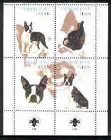 Estonia (Prangli) 2000 Dogs #1 perf sheetlet of 4 with Scouts Logo in bottom margin, stamps on dogs, stamps on scouts, stamps on boston terrier