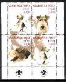 Estonia (Saaremaa) 2000 Dogs #2 perf sheetlet of 4 with Scouts Logo in bottom margin unmounted mint, stamps on dogs, stamps on scouts, stamps on fox terrier