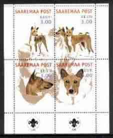 Estonia (Saaremaa) 2000 Dogs #3 perf sheetlet of 4 with Scouts Logo in bottom margin unmounted mint, stamps on dogs, stamps on scouts, stamps on 