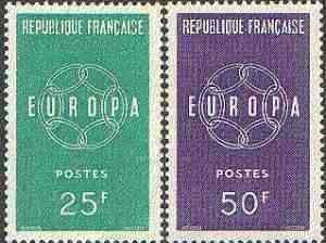 France 1959 Europa set of 2 unmounted mint, SG 1440-41, stamps on europa