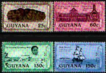 Guyana 1988 Abolition of Slavery (2nd issue changed colours) unmounted mint, SG 2552-55*, stamps on slavery, stamps on ships