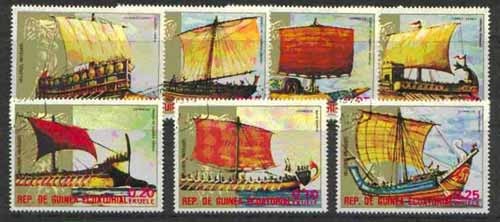 Equatorial Guinea 1974 Early Sailing Ships complete set of 7 cto used*, stamps on ships