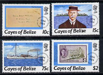 Cayes of Belize 1984 90th Stamp Anniversary set of 4 unmounted mint, stamps on postal    stamp centenary    stamp on stamp, stamps on stamponstamp