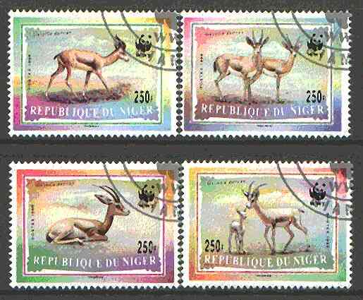 Niger Republic 1998 WWF - Gazelles complete set of 4 cto used*, stamps on animals, stamps on gazelles, stamps on  wwf , stamps on ovine