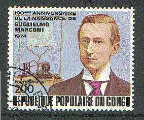 Congo 1974 Birth Centenary of Marconi very fine used, SG 416*, stamps on personalities, stamps on radio, stamps on communications, stamps on nobel, stamps on physics, stamps on marconi