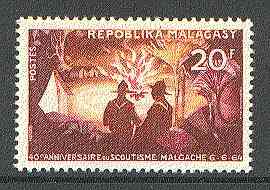 Malagasy Republic 1964 40th Scout Anniversary unmounted mint, SG 81, stamps on scouts