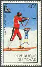 Chad 1980 Lake Placid Olympic Games 40f (biathlon) unmounted mint, SG 584, stamps on rifles, stamps on skiing, stamps on shooting