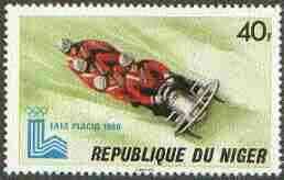 Niger Republic 1980 Lake Placid Olympic Games 40f (Bob Sleigh) unmounted mint SG 787*, stamps on sled