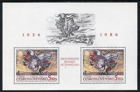 Czechoslovakia 1986 International Brigades (Theatre Curtain) m/sheet unmounted mint, SG MS 2849, Mi BL 68, stamps on entertainments     theatre