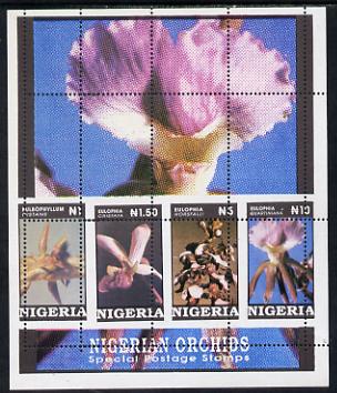 Nigeria 1993 Orchids m/sheet grossly mis-perforated (wrong perforating pattern used) unmounted mint, stamps on , stamps on  stamps on flowers  orchids