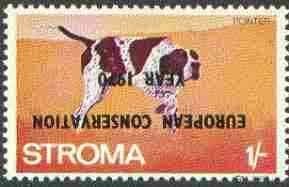 Stroma 1970 Dogs 1s (Pointer) perf single with 'European Conservation Year 1970' opt inverted unmounted mint*, stamps on animals, stamps on dogs, stamps on pointer