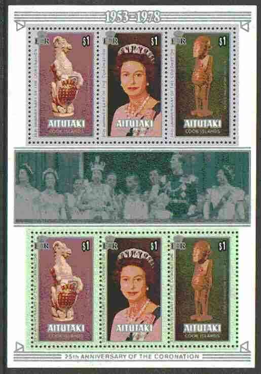 Cook Islands - Aitutaki 1978 Coronation 25th Anniversary m/sheet unmounted mint, SG MS 260, stamps on churches, stamps on royalty, stamps on coronation, stamps on cathedrals