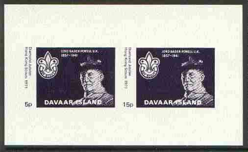 Davaar Island 1971 Hong Kong Scouts Diamond Jubilee imperf m/sheet (5p & 15p dark blue) unmounted mint, stamps on scouts