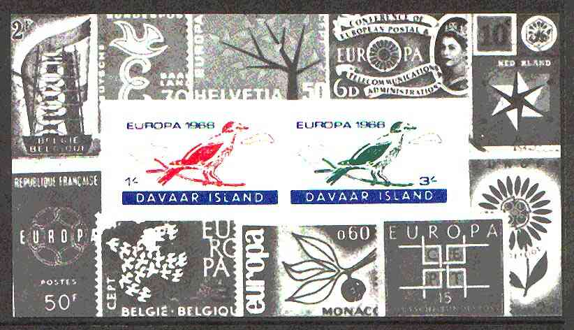 Davaar Island 1966 Europa imperf m/sheet (birds) with stamp border, unmounted mint, stamps on europa, stamps on birds, stamps on stamp on stamp, stamps on stamponstamp