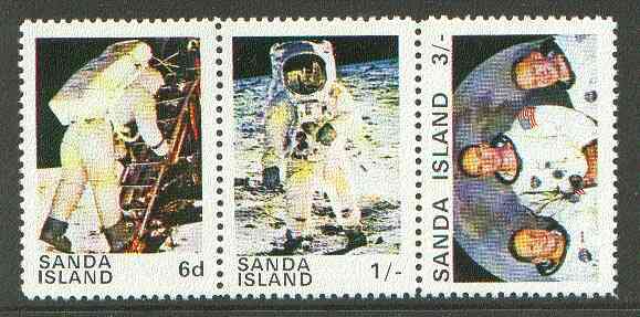 Sanda Island 1970 Apollo 11 Moon Landing unmounted mint perf set of 3, stamps on space