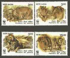 India 1999 WWF - Asiatic Lion set of 4 unmounted mint, SG 1867-70, stamps on animals, stamps on cats, stamps on lions, stamps on wwf, stamps on  wwf , stamps on 