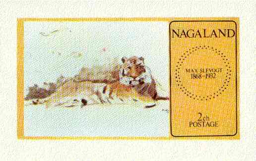 Nagaland 1973 Paintings of Animals (Tiger) imperf souvenir sheet unmounted mint, stamps on arts, stamps on animals, stamps on cats, stamps on tiger, stamps on tigers