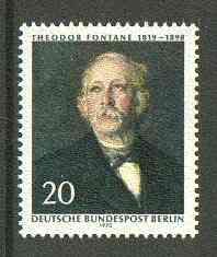 Germany - West Berlin 1970 Birth Anniversary of Theodor Fontane (writer) unmounted mint SG B344*, stamps on literature