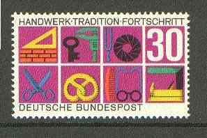 Germany - West 1968 German Crafts and Trades unmounted mint SG 1458*, stamps on crafts, stamps on tools, stamps on engineering, stamps on 