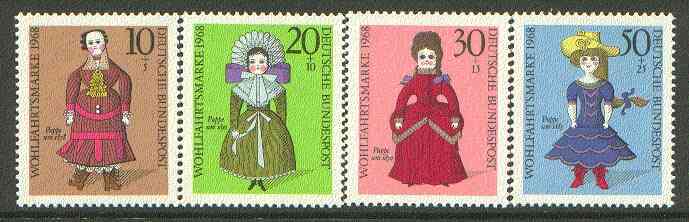 Germany - West 1968 Humanitarian Relief (Dolls) set of 4 unmounted mint SG 1473-76*, stamps on dolls, stamps on toys, stamps on children