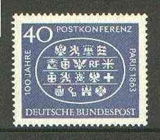 Germany - West 1963 Paris Postal Conference unmounted mint SG 1312*, stamps on postal